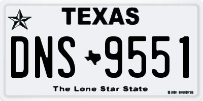 TX license plate DNS9551
