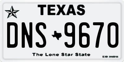 TX license plate DNS9670