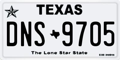 TX license plate DNS9705