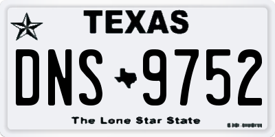 TX license plate DNS9752