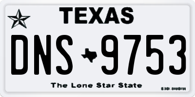 TX license plate DNS9753