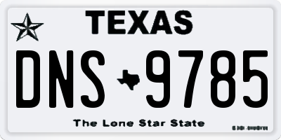 TX license plate DNS9785