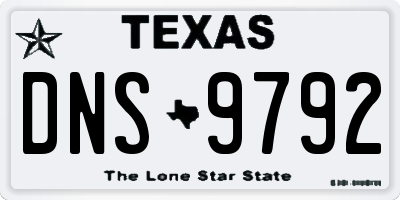 TX license plate DNS9792