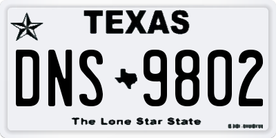 TX license plate DNS9802