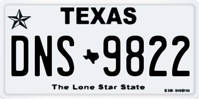 TX license plate DNS9822