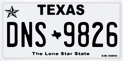 TX license plate DNS9826