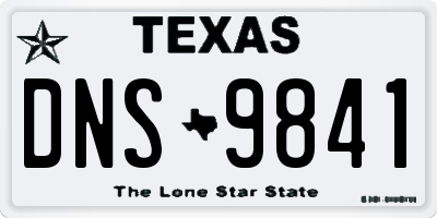 TX license plate DNS9841