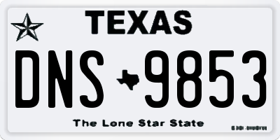 TX license plate DNS9853