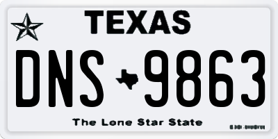 TX license plate DNS9863