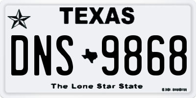 TX license plate DNS9868