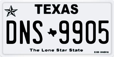 TX license plate DNS9905