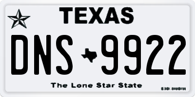 TX license plate DNS9922