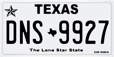 TX license plate DNS9927