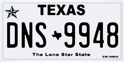TX license plate DNS9948