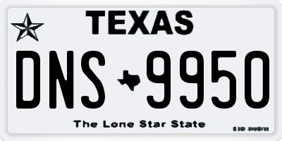 TX license plate DNS9950