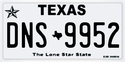 TX license plate DNS9952