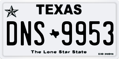 TX license plate DNS9953
