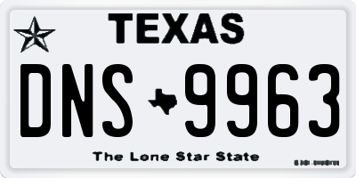 TX license plate DNS9963