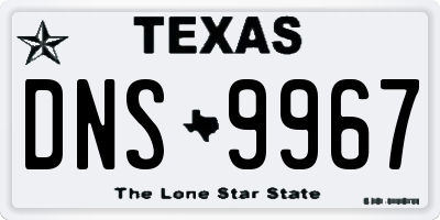 TX license plate DNS9967