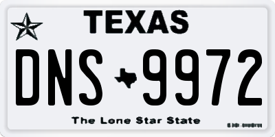 TX license plate DNS9972