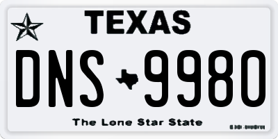 TX license plate DNS9980