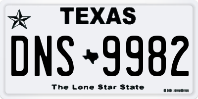 TX license plate DNS9982