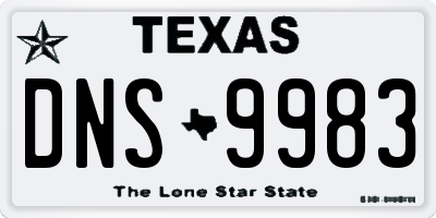 TX license plate DNS9983