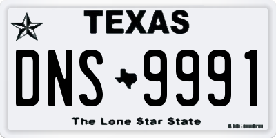 TX license plate DNS9991