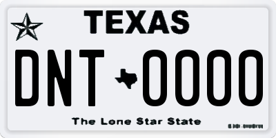 TX license plate DNT0000