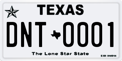 TX license plate DNT0001