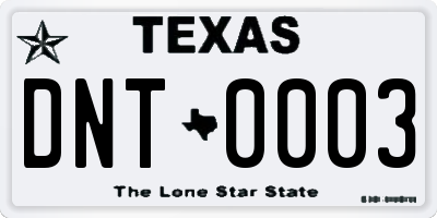 TX license plate DNT0003