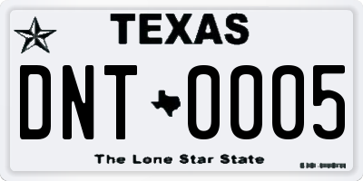 TX license plate DNT0005