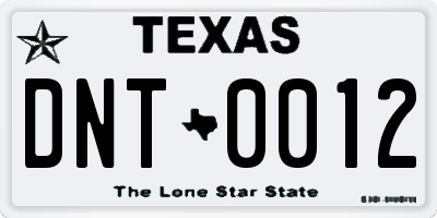 TX license plate DNT0012