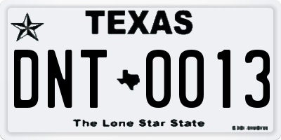 TX license plate DNT0013