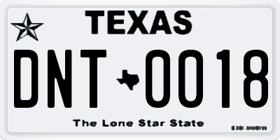 TX license plate DNT0018