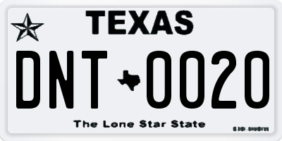 TX license plate DNT0020