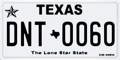 TX license plate DNT0060
