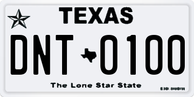 TX license plate DNT0100