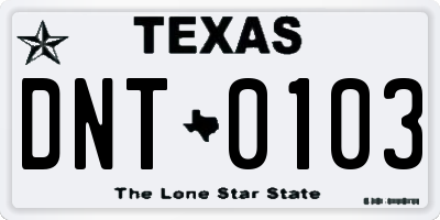 TX license plate DNT0103