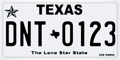 TX license plate DNT0123