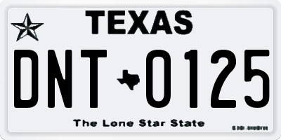 TX license plate DNT0125