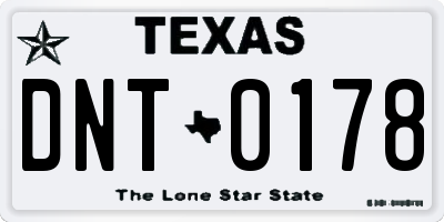 TX license plate DNT0178