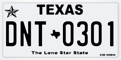 TX license plate DNT0301