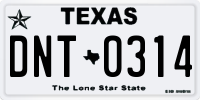 TX license plate DNT0314
