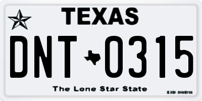 TX license plate DNT0315