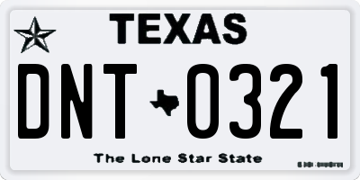 TX license plate DNT0321