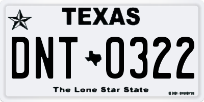 TX license plate DNT0322