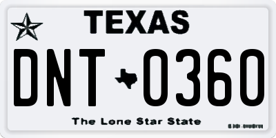 TX license plate DNT0360
