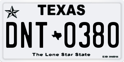 TX license plate DNT0380