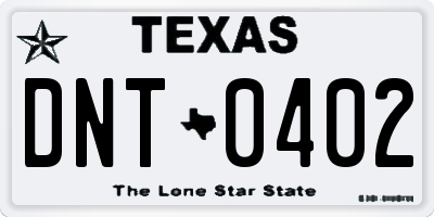 TX license plate DNT0402